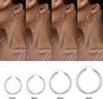 SWEETV 925 Sterling Silver Post Hoop Earrings-Chunky Huggie Earrings for Women, Diameter 25/30/40/50MM - Image 5