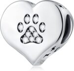 Dog Paw Print Charms on My Heart fit Pandora Animal Pet Bracelet | 925 Sterling Silver Puppy or Cat Pawprint Sparkly CZ Beads with Dog Bone, Gifts for Grandma, Mom, Daughter on Mothers Day - Image 2