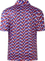 Mens Golf Shirt Short Sleeve Dry Fit Print Moisture Wicking Performance Patterns Collared Polo Shirt - Image 5