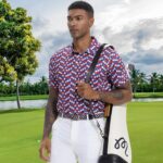 Mens Golf Shirt Short Sleeve Dry Fit Print Moisture Wicking Performance Patterns Collared Polo Shirt - Image 8