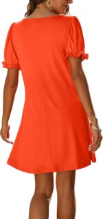 Aloodor Women's Casual Dresses Short Sleeve V-Neck Dress with Pockets - Image 4
