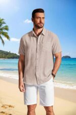 COOFANDY Men's Button Down Shirts Short Sleeve Casual Shirt Summer Beach Textured Shirts - Image 5