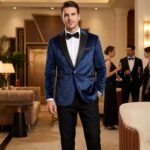 Men's Velvet Blazer One Button Casual Tuxedo for Men Blazer Lapel Prom Party Wedding Banquet - Image 3