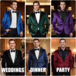 Men's Velvet Blazer One Button Casual Tuxedo for Men Blazer Lapel Prom Party Wedding Banquet - Image 8