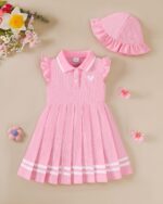 Toddler Girl Dress Baby Girls Button-up Polo Uniform Dresses 2 Pieces Summer Tennis Ruffle Sleeve Clothes Size 2T-8T - Image 5
