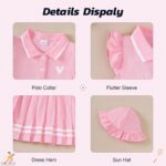 Toddler Girl Dress Baby Girls Button-up Polo Uniform Dresses 2 Pieces Summer Tennis Ruffle Sleeve Clothes Size 2T-8T - Image 7