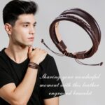 Btysun Father s Day Gift Ideas, Graduation Gifts for Men Him Teen Stocking Stuffers Mens Leather Bracelet Boyfriend Son Adjustable Brown Mens Jewelry with Inspirational Message - Image 3