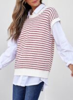 EVALESS Women's Sweater Vest Striped Pullover Tank Top Round Neck Cap Sleeve Lightweight 2026 Summer Casual Clothes - Image 6