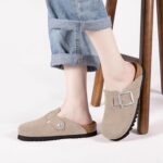 Genuine Suede Clogs for Women Leather Slip-on Mules Men's Potato Shoes Non Slip Sandals with Adjustable Buckle - Image 3