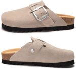 Genuine Suede Clogs for Women Leather Slip-on Mules Men's Potato Shoes Non Slip Sandals with Adjustable Buckle - Image 7