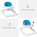 BABY JOY Baby Walker, Foldable Activity Walker with Adjustable Height, Large Tray & Removable Toys, Baby Walker with Wheels for Boys Girls 6-18 Months (Blue) - Image 4