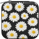 SUABO Jewelry Box Necklace Ring Storage Organizer Mini Jewelry case Earrings Leather Jewelry Travel Organizer for Women Girls Girlfriend Wife Gift Daisy - Image 3
