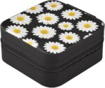 SUABO Jewelry Box Necklace Ring Storage Organizer Mini Jewelry case Earrings Leather Jewelry Travel Organizer for Women Girls Girlfriend Wife Gift Daisy - Image 4