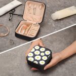 SUABO Jewelry Box Necklace Ring Storage Organizer Mini Jewelry case Earrings Leather Jewelry Travel Organizer for Women Girls Girlfriend Wife Gift Daisy - Image 9