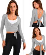 Women Tie Front Shrug Long Sleeve Bolero Cardigan Lightweight Casual Tops - Image 3