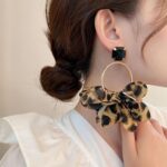 Leopard Print Fabric Large Circle Statement Dangle Earrings for Women Lady Party Jewelry - Image 4