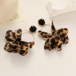 Leopard Print Fabric Large Circle Statement Dangle Earrings for Women Lady Party Jewelry - Image 8