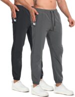 BROKIG Men's Tapered Gym Joggers, Lightweight Training Cuffed Sweatpants Zipper Pocket, Slim Fit Athletic Running Pants - Image 2