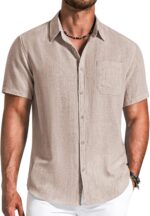 COOFANDY Men's Button Down Shirts Short Sleeve Casual Shirt Summer Beach Textured Shirts - Image 2