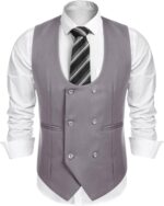 COOFANDY Men's Suit Vest Slim Fit Double Breasted Dress Vest Casual Business Formal Waistcoat - Image 2