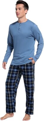 DG Hill Pajama Pants Men - Flannel Pajama Pants Fleece PJS Sets Cotton Top - Mens Pajama Set PJ Sleep Pant Loungewear Sets - Image 2