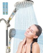 Dual Filtered Handheld Shower Heads Combo, HOPOPRO 15-Mode High Pressure Rainfall Showerheads Combo Set with Filter, for Hard Water, Removes Chlorine, Improves Skin Hair Condition, Brushed Nickel - Image 2