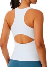 JOYSPELS Womens Workout Tops Open Back Racerback Tank Tops Sleeveless Yoga Athletic Running Shirts - Image 2