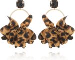 Leopard Print Fabric Large Circle Statement Dangle Earrings for Women Lady Party Jewelry - Image 2