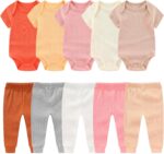MAMIMAKA Newborn Baby Layette Gift Set 10-Piece Baby Boy Girl Short Sleeve Bodysuits with Pants Infant Outfit Essentials - Image 2