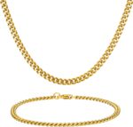 NORBU Stainless Steel Cuban Link Chain and Bracelet Set for Men, Chains 3.5mm/5mm/7mm Width, Bracelet 7 1/2" and 8" Length, No Tarnish & Durable Mens Jewelry - Image 2