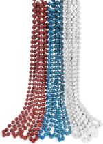 THE MARDI GRAS KREWE - Mardi Gras Beads, 33 Inch 10mm Round Plastic Necklaces – 12 Pack Patriotic Bulk Beads for Parade Throws, Party Favors & Costume Accessories - Red, White & Blue - Image 2