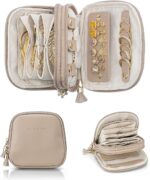 VLANDO Travel Jewelry Case,2-Layer Jewelry Organizer,Gifts for Women Bride,Travel Essentials,Multi-Compartment Jewelry Storage for Rings Earrings Necklaces Bracelets - Toffee - Image 2