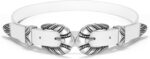 VONMELLI Western Leather Belts for Women Jeans Dress Cowgirl Thin Ladies Belt with Double Sliver Buckle - Image 2