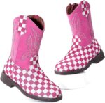 kkdom Girls Cowgirl Boots Mid Calf Square Toe Western Boot for Kids Glitter Cowboy Boot Riding Shoes for Toddler Little Big Girls - Image 2